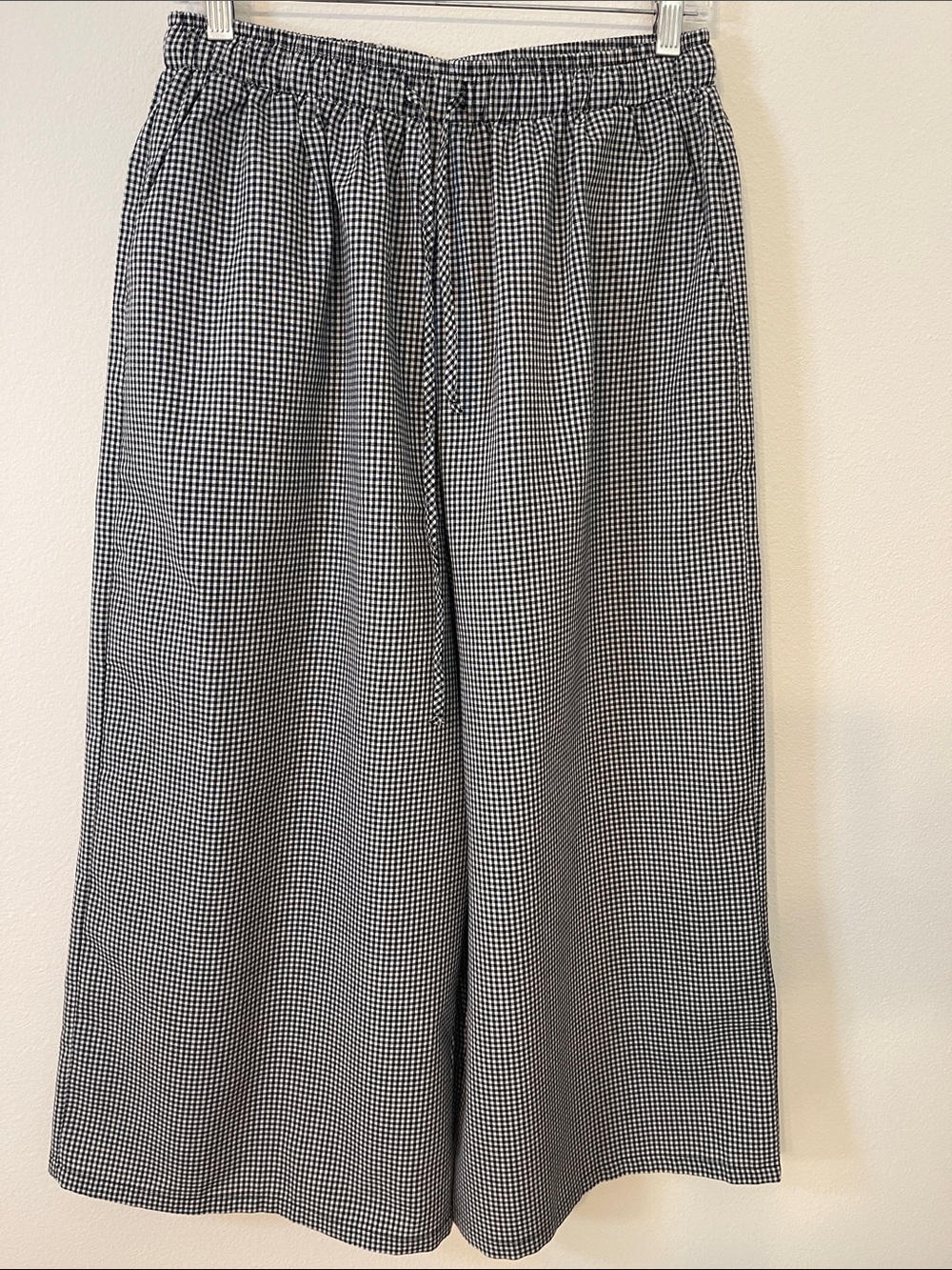 NWOT Wide-Leg B&W Checked Pants w/Pockets